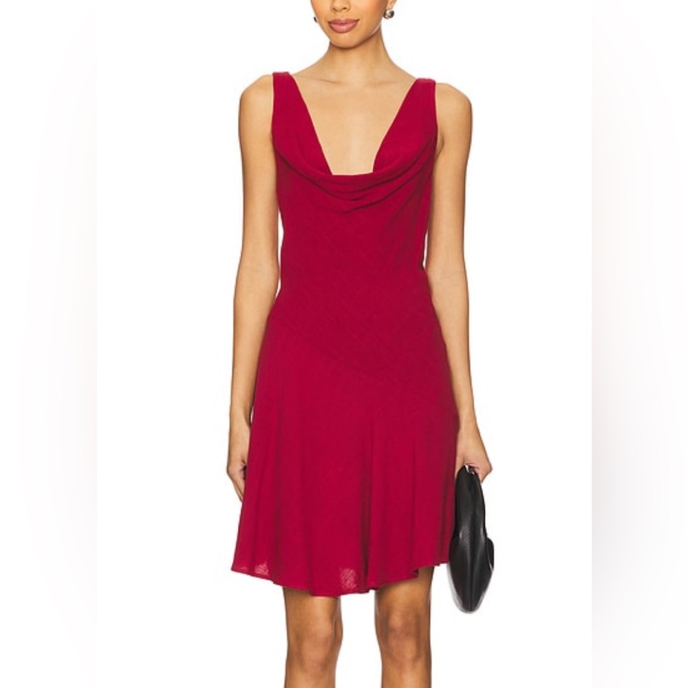 Sovere Bella Mini Linen Blend Cowl Neck Dress 14” Pit to Pit, small, 🆕